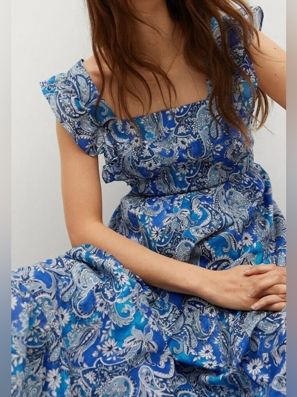 Mango Blue Paisley Blue as The Sky Summer Dress size 6